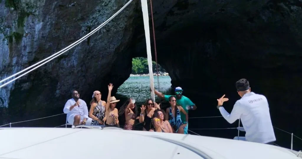 Friends enjoying a yacht trip